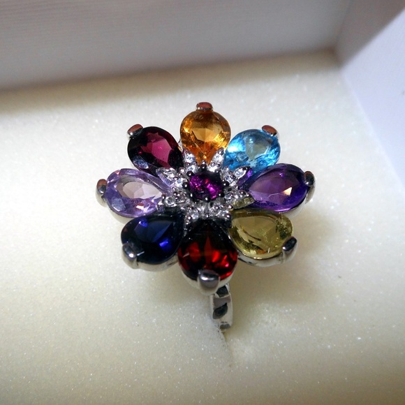 Evine Spinner Sterling Silver Women Flower Ring Mu - Picture 7 of 8